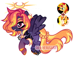 Size: 1280x989 | Tagged: safe, artist:herusann, daybreaker, sunset shimmer, alicorn, pegasus, pony, unicorn, g4, base used, eye clipping through hair, eyelashes, female, fusion, fusion:daybreaker, fusion:sunset shimmer, hoof polish, makeup, mane of fire, mare, simple background, smiling, transparent background