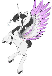 Size: 877x1280 | Tagged: safe, artist:niniibear, oc, oc only, alicorn, pony, alicorn oc, horn, rearing, simple background, solo, white background, wings