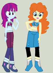 Size: 402x552 | Tagged: safe, artist:matthewjabeznazarioa, golden hazel, mystery mint, human, equestria girls, g4, crossover, exeron fighters, exeron outfit, martial arts kids