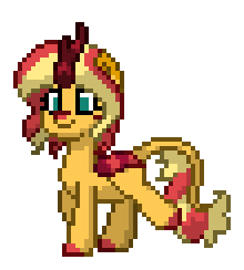 Size: 220x244 | Tagged: safe, artist:twilyisbestpone, derpibooru exclusive, sunset shimmer, kirin, pony, pony town, g4, animated, cloven hooves, cute, female, gif, kirin sunset, kirin-ified, leonine tail, pixel art, shimmerbetes, simple background, smiling, solo, species swap, sprite, tail, transparent background, trotting, trotting in place, walk cycle, walking