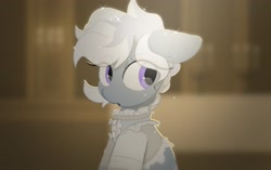 Size: 3035x1902 | Tagged: safe, artist:mochi_nation, oc, oc only, oc:silver bolt, earth pony, pony, clothes, eye clipping through hair, eyeshadow, female, floppy ears, makeup, mare, shirt, solo, sparkles