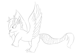 Size: 759x536 | Tagged: safe, artist:schumette14, oc, oc:hope, draconequus, hybrid, interspecies offspring, next generation, offspring, parent:discord, parent:fluttershy, parents:discoshy, sketch