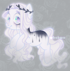 Size: 2530x2564 | Tagged: safe, artist:whohwo, oc, oc only, ghost, ghost pony, pony, base used, eyelashes, female, high res, makeup, mare, running makeup, solo