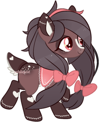 Size: 884x1092 | Tagged: safe, artist:cafne, oc, oc only, deer, deer pony, original species, pony, base used, bow, eyelashes, female, hair bow, mare, simple background, smiling, solo, transparent background
