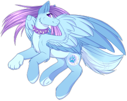 Size: 1411x1117 | Tagged: safe, artist:purplegrim40, oc, oc only, hybrid, pony, choker, colored wings, paws, simple background, smiling, solo, spiked choker, transparent background, two toned wings, underhoof, wings