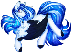 Size: 1401x1019 | Tagged: safe, artist:purplegrim40, oc, oc only, oc:marie pixel, pegasus, pony, colored hooves, colored wings, ethereal mane, female, heterochromia, mare, pegasus oc, simple background, solo, starry mane, transparent background, two toned wings, wings