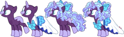 Size: 4139x1255 | Tagged: safe, artist:kurosawakuro, oc, oc only, pony, unicorn, bald, base used, bow, clothes, dress, female, hair bow, mare, simple background, solo, transparent background