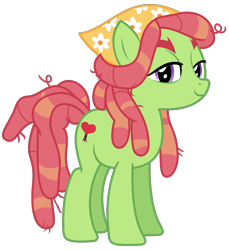 Size: 1500x1634 | Tagged: safe, artist:sketchmcreations, tree hugger, earth pony, pony, g4, make new friends but keep discord, bandana, clothes, female, full body, headscarf, hooves, looking at you, mare, messy mane, scarf, simple background, smiling, solo, standing, tail, transparent background, vector