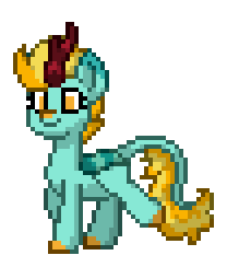 Size: 208x244 | Tagged: safe, artist:twilyisbestpone, derpibooru exclusive, lightning dust, kirin, pony, pony town, g4, animated, cloven hooves, cute, dustabetes, female, gif, kirin-ified, leonine tail, pixel art, simple background, solo, species swap, sprite, tail, transparent background, trotting, trotting in place, walk cycle, walking