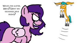 Size: 1280x723 | Tagged: safe, artist:professorventurer, editor:horsesplease, hitch trailblazer, pipp petals, earth pony, pegasus, pony, series:ask pippamena: bonus content, g5, my little pony: a new generation, bags under eyes, belly fluff, big ears, brain death, chest fluff, collaboration, doodle, female, fluffy, flying, mare, pippamena, sad hitch, shoulder fluff, simple background, white background, wing ears, wings