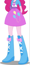 Size: 740x1601 | Tagged: safe, artist:teentitansfan201, pinkie pie, human, equestria girls, g4, boots, boots shot, bow, bowtie, clothes, cutie mark on clothes, high heel boots, legs, pictures of legs, shirt, shoes, simple background, skirt, skirt shot, solo, white background