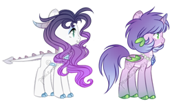 Size: 528x319 | Tagged: safe, artist:oniponii, artist:peaceouttopizza23, dracony, hybrid, base used, colored hooves, dragon wings, duo, female, horn, horns, interspecies offspring, mare, offspring, parent:rarity, parent:spike, parents:sparity, simple background, spaded tail, tail, transparent background, watermark, wings