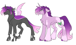 Size: 5000x3000 | Tagged: safe, artist:gingygin, oc, oc only, changeling, pony, unicorn, changeling oc, disguise, disguised changeling, male, purple changeling, simple background, solo, stallion, unshorn fetlocks, white background