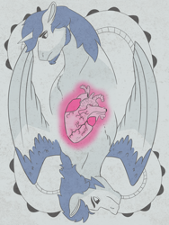 Size: 2700x3600 | Tagged: safe, artist:daotterguy, flash sentry, shining armor, pegasus, pony, unicorn, g4, fanfic, fanfic art, fanfic cover, heart (organ), high res, limited palette, male, organs, stallion, vein, wings