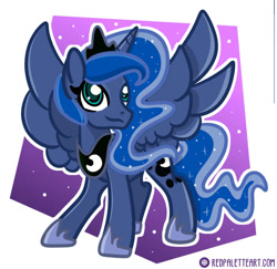 Size: 907x881 | Tagged: safe, artist:redpalette, princess luna, alicorn, pony, g4, abstract background, cute, jewelry, wings