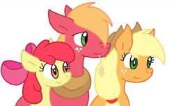 Size: 1142x698 | Tagged: safe, artist:cmara, apple bloom, applejack, big macintosh, earth pony, pony, g4, female, filly, foal, male, mare, siblings, simple background, stallion, white background