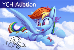 Size: 1600x1095 | Tagged: safe, artist:tsitra360, rainbow dash, pegasus, pony, g4, cloud, commission, micro, on a cloud, sitting, sitting on a cloud, sitting on nose, wip, your character here