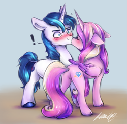 Size: 1709x1676 | Tagged: safe, artist:buttersprinkle, princess cadance, shining armor, alicorn, pony, unicorn, g4, blushing, butt, canon ship, cute, cutedance, duo, duo male and female, exclamation point, eyes closed, featureless crotch, female, floppy ears, folded wings, kiss on the lips, kissing, lovebutt, male, mare, missing accessory, plot, shining adorable, ship:shiningcadance, shipping, shrunken pupils, stallion, straight, surprise kiss, surprised, wide eyes, wings