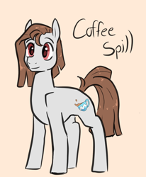 Size: 632x768 | Tagged: safe, artist:smirk, oc, oc only, oc:coffee spill, earth pony, pony, earth pony oc, full body, hooves, pink background, simple background, solo, standing, tail