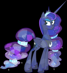 Size: 1080x1178 | Tagged: artist needed, safe, princess luna, alicorn, crystal pony, pony, g4, black background, crystal luna, crystallized, simple background, solo