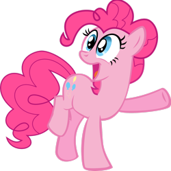 Size: 2454x2444 | Tagged: safe, artist:xxphantomxxx, pinkie pie, earth pony, pony, g4, .svg available, female, high res, mare, open mouth, open smile, raised hoof, simple background, smiling, solo, transparent background, vector