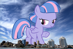 Size: 4500x3000 | Tagged: safe, artist:sollace, artist:thegiantponyfan, wind sprint, pegasus, pony, g4, bedroom eyes, butt, canada, female, filly, foal, freckles, giant filly, giant pegasus, giant pony, giantess, halifax, high res, highrise ponies, irl, looking back, macro, mega giant, nova scotia, photo, plot, ponies in real life, smiling, sprintbutt, story included