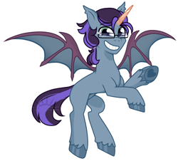 Size: 2908x2629 | Tagged: safe, artist:nekomellow, oc, oc only, oc:count patagium, bat pony, pony, glasses, high res, simple background, solo, transparent background
