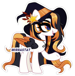 Size: 2637x2662 | Tagged: safe, artist:mirrastat, oc, oc only, pegasus, pony, base used, colored wings, eyelashes, female, hat, high res, hoof polish, makeup, mare, pegasus oc, simple background, smiling, solo, spread wings, transparent background, two toned wings, underhoof, wings, witch hat