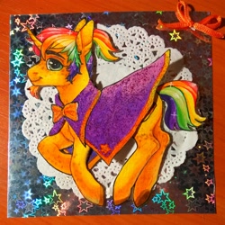 Size: 3348x3352 | Tagged: safe, artist:pessadie, oc, oc only, alicorn, pony, unicorn, alicorn oc, clothes, high res, horn, solo, traditional art, unicorn oc, wings