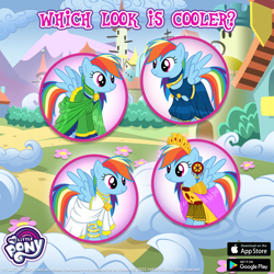 Size: 1080x1080 | Tagged: safe, gameloft, rainbow dash, pegasus, pony, g4, official, clothes, dress, multeity, my little pony logo, rainbow dash always dresses in style