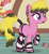 Size: 350x380 | Tagged: safe, artist:anonymous, edit, edited screencap, screencap, cherry berry, earth pony, pony, a bird in the hoof, g4, my little pony: friendship is magic, clothes, dyed mane, ear piercing, eyeshadow, female, hoof polish, leg warmers, lidded eyes, lipstick, makeup, mare, piercing, raised hoof, solo, striped underwear, tail, tail wrap, underwear