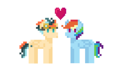 Size: 3122x1836 | Tagged: safe, artist:turboswifter, rainbow dash, oc, oc:turbo swifter, g4, canon x oc, goggles, pixel art, simple background, transparent background