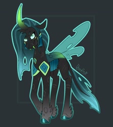 Size: 2088x2352 | Tagged: safe, artist:zzoodle_, queen chrysalis, changeling, pony, canterlot wedding 10th anniversary, g4, high res, horn, tail