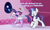 Size: 3000x1776 | Tagged: safe, artist:moonatik, rarity, twilight sparkle, pony, unicorn, the stars will aid in her escape, friendship is magic, g4, alternate hairstyle, bracelet, brush, caught, curtains, female, fleeing, forced makeover, gem saddle twilight, gritted teeth, hairbrush, jewelry, levitation, lipstick, magic, makeover, mare, mare in the moon, moon, night, pearl, ponytail, rarity being rarity, running, running away, running in place, scene interpretation, tail, tail pull, teeth, telekinesis, this will end in tears, unicorn twilight, window
