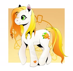 Size: 2388x2312 | Tagged: safe, artist:nynehells, citrus sweetheart, earth pony, pony, g3, abstract background, green eyes, high res, solo, watermark