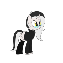 Size: 3000x3000 | Tagged: safe, artist:bestponies, oc, oc only, oc:diamond horseshoe, pony, unicorn, clothes, glasses, high res, simple background, socks, sweater, transparent background, yellow eyes