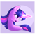Size: 1441x1441 | Tagged: safe, artist:syrupyyy, twilight sparkle, pony, unicorn, g4, abstract background, cute, eye clipping through hair, female, glowing, glowing horn, horn, looking back, magic, mare, open mouth, open smile, signature, smiling, solo, twiabetes, unicorn twilight