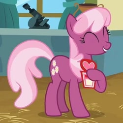 Size: 430x430 | Tagged: safe, screencap, cheerilee, earth pony, pony, g4, hearts and hooves day (episode), card, hearts and hooves day, ponyville schoolhouse, solo