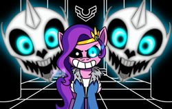 Size: 2200x1400 | Tagged: safe, artist:knackmaster77, pipp petals, pegasus, pony, g5, my little pony: a new generation, gaster blaster, sans (undertale), smiling, solo, undertale