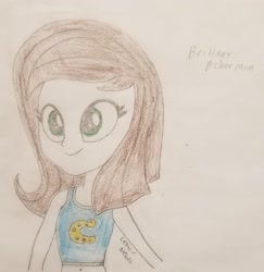 Size: 2839x2920 | Tagged: safe, artist:legacynebula, oc, oc only, oc:brittneigh ackermane, human, equestria girls, g4, cheerleader, female, high res, signature, sketch, smiling, solo, traditional art