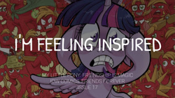 Size: 1280x720 | Tagged: safe, edit, editor:quoterific, idw, big macintosh, twilight sparkle, alicorn, earth pony, pony, friends forever, g4, spoiler:comic, female, floppy ears, grin, male, mare, open mouth, open smile, smiling, spread wings, stallion, text, twilight sparkle (alicorn), wings