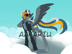 Size: 2000x1500 | Tagged: safe, artist:aakariu, oc, pegasus, pony, adoptable, bomber jacket, chest fluff, clothes, digital art, goggles, goggles on head, jacket, original character do not steal, solo