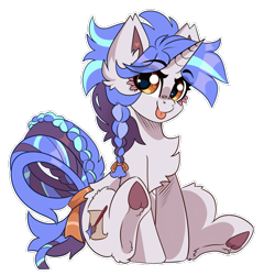 Size: 900x900 | Tagged: safe, artist:star-theft, oc, oc only, oc:novelist, pony, unicorn, braid, chest fluff, female, frog (hoof), mare, simple background, solo, tongue out, transparent background, underhoof