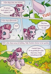 Size: 1280x1840 | Tagged: safe, artist:heckyeahponyscans, official comic, tulip twinkle, g3, official, annoyed, clothes, garden, path, scarf, the beautiful garden weeds, weeds