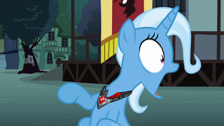 Size: 1280x720 | Tagged: safe, screencap, trixie, pony, unicorn, g4, magic duel, season 3, alicorn amulet, evil trixie, female, grin, jaw drop, mare, oh my gosh, omg, open mouth, raised hoof, reaction image, shocked, shrunken pupils, smiling, solo, surprised, wat, what the hay?, wtf