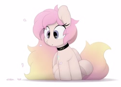 Size: 2917x2100 | Tagged: safe, artist:mochi_nation, oc, oc only, pegasus, pony, choker, female, flower petals, gradient mane, heterochromia, high res, mare, simple background, white background