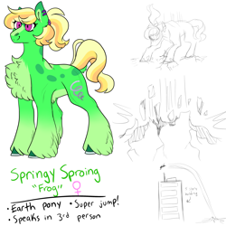 Size: 3000x3000 | Tagged: safe, artist:gingygin, oc, oc only, oc:springy sproing, earth pony, pony, chest fluff, earth pony oc, female, full body, high res, hoof fluff, jumping, mare, ponytail, simple background, smiling, solo, tail, unshorn fetlocks, white background