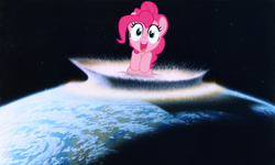 Size: 1280x768 | Tagged: safe, artist:roborg, pinkie pie, g4, asteroid, earth, macro, size difference