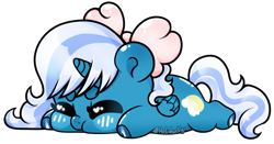 Size: 1054x551 | Tagged: safe, artist:helithusvy, oc, oc only, oc:fleurbelle, alicorn, pony, alicorn oc, base used, beanbrows, chibi, commission, eyebrows, hairclip, horn, lying down, prone, puffy cheeks, simple background, solo, sploot, transparent background, wings