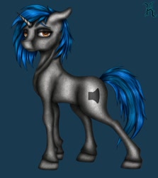 Size: 962x1080 | Tagged: safe, artist:keterglord, oc, oc:homage, pony, unicorn, fallout equestria, floppy ears, horn, looking back, solo, unicorn oc